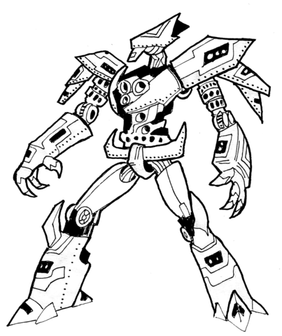 Sci Fi Robot   Fighter Bot Coloring Page